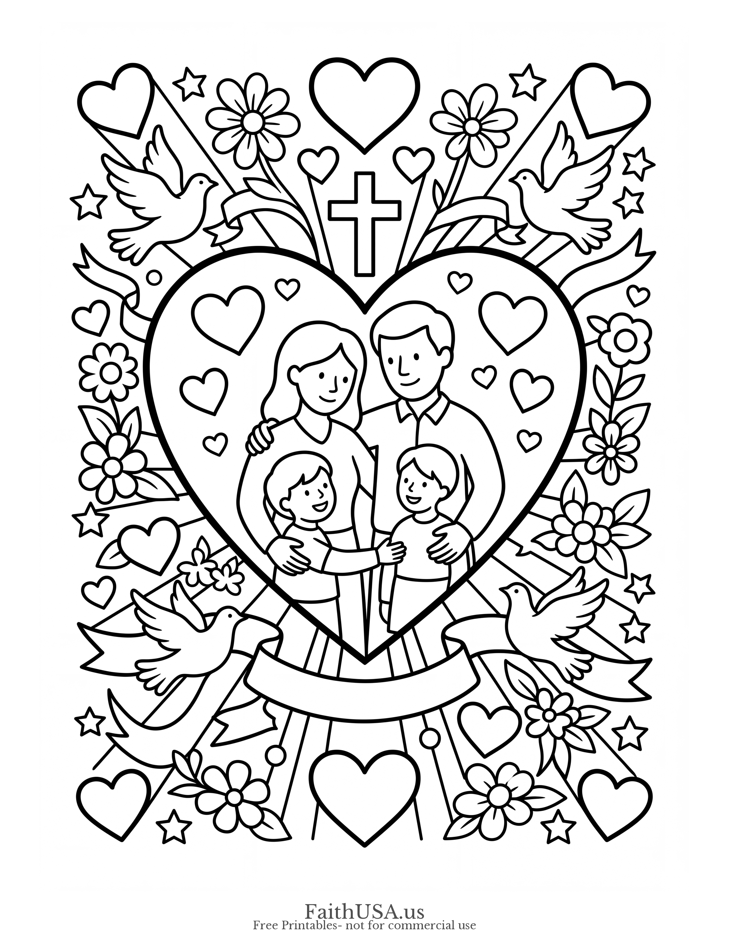 1 Corinthians 13:4-7 (Simple) - Free printable bible verse coloring page