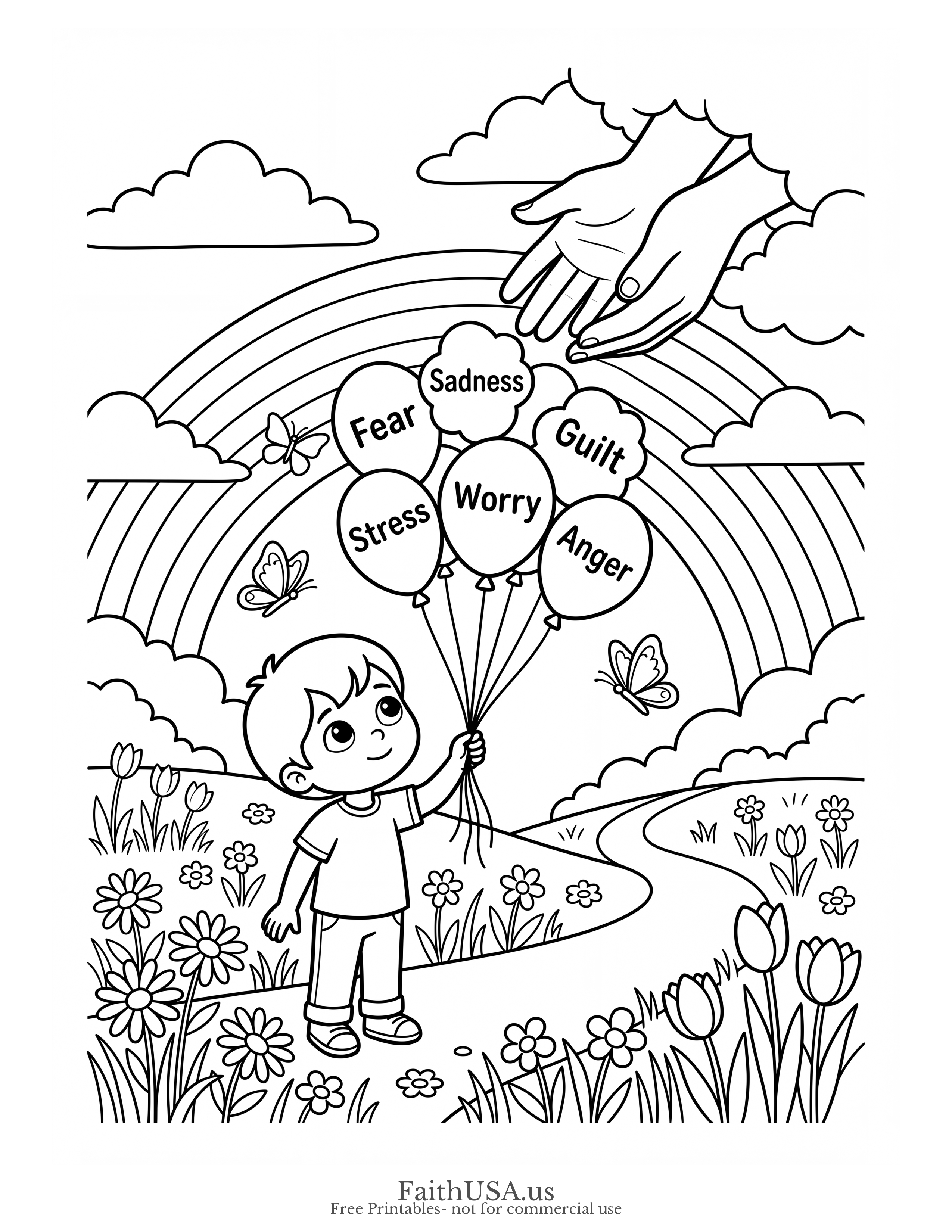 1 Peter 5:7 (Simple) - Free printable bible verse coloring page
