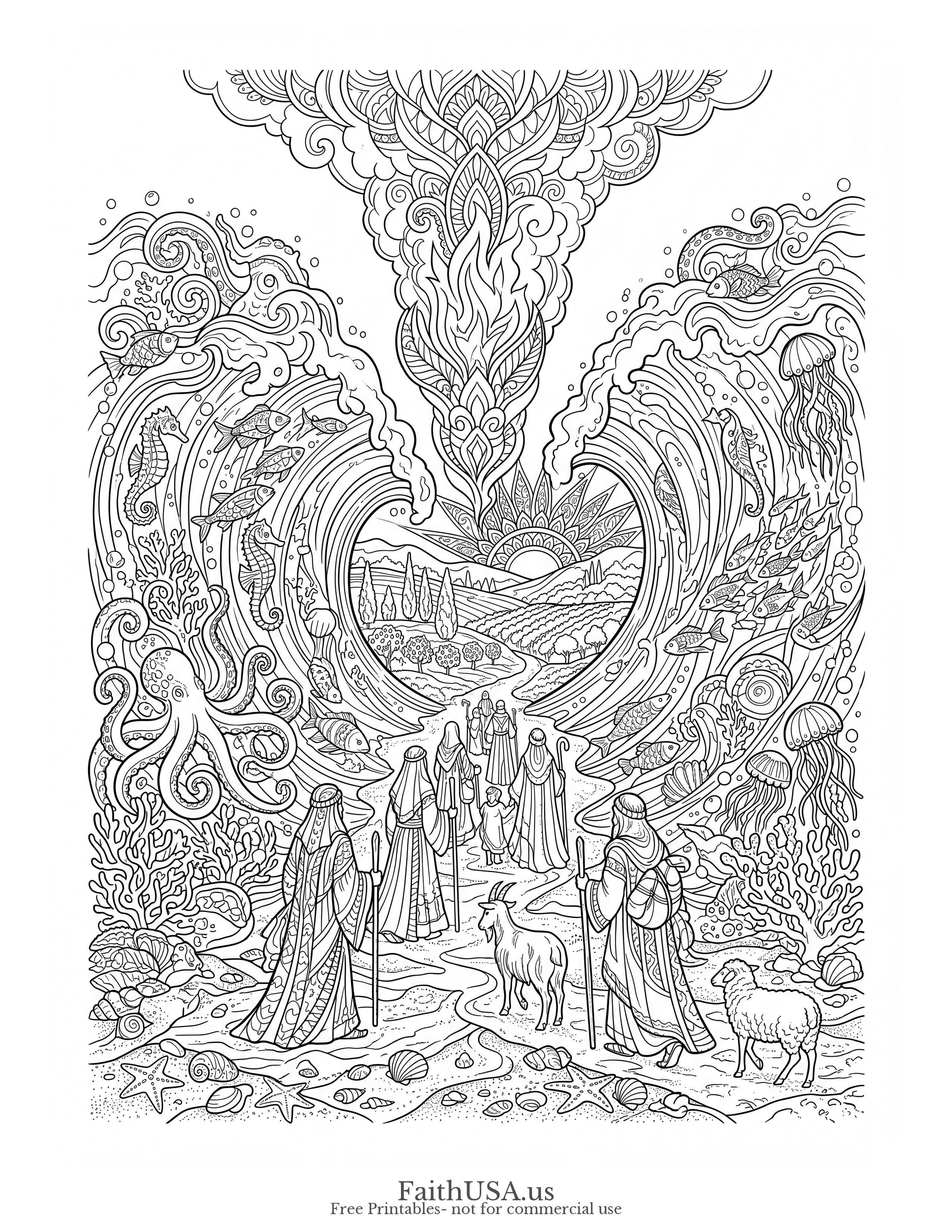 Deuteronomy 31:6 (Detailed) - Free printable bible verse coloring page