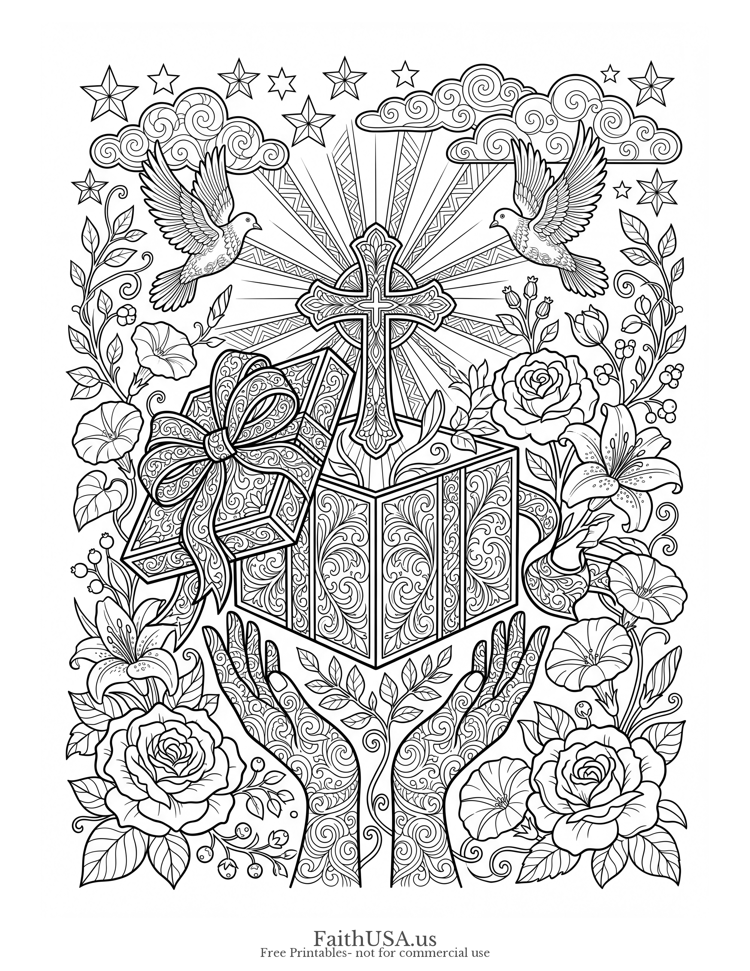 Ephesians 2:8-9 (Detailed) - Free printable bible verse coloring page