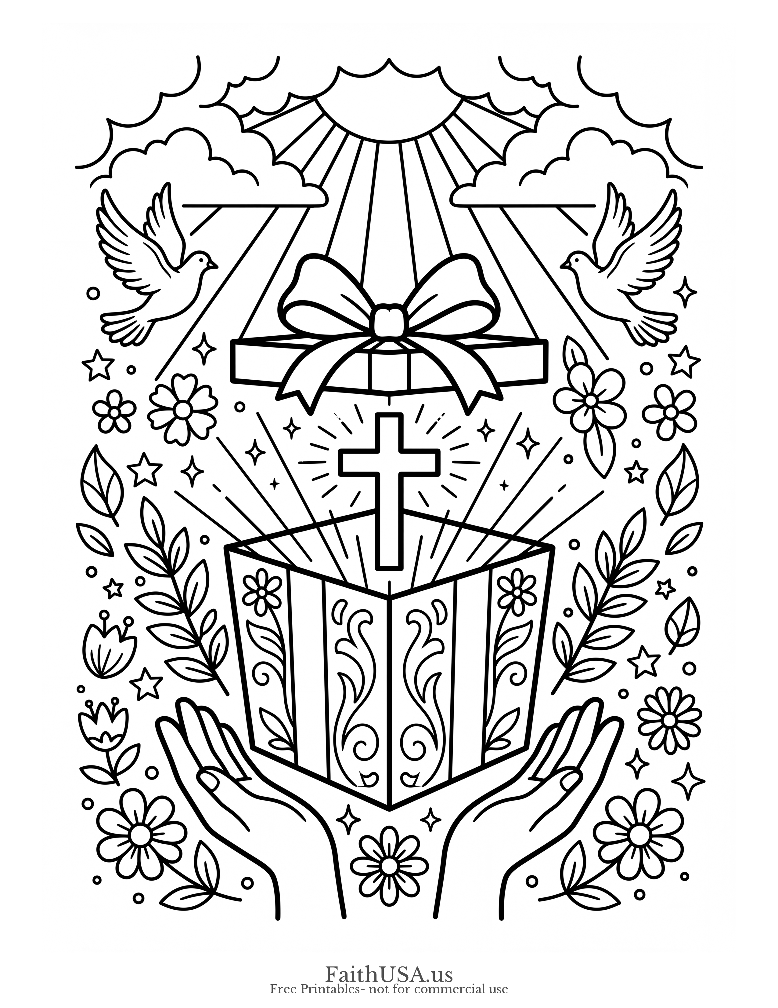 Ephesians 2:8-9 (Simple) - Free printable bible verse coloring page