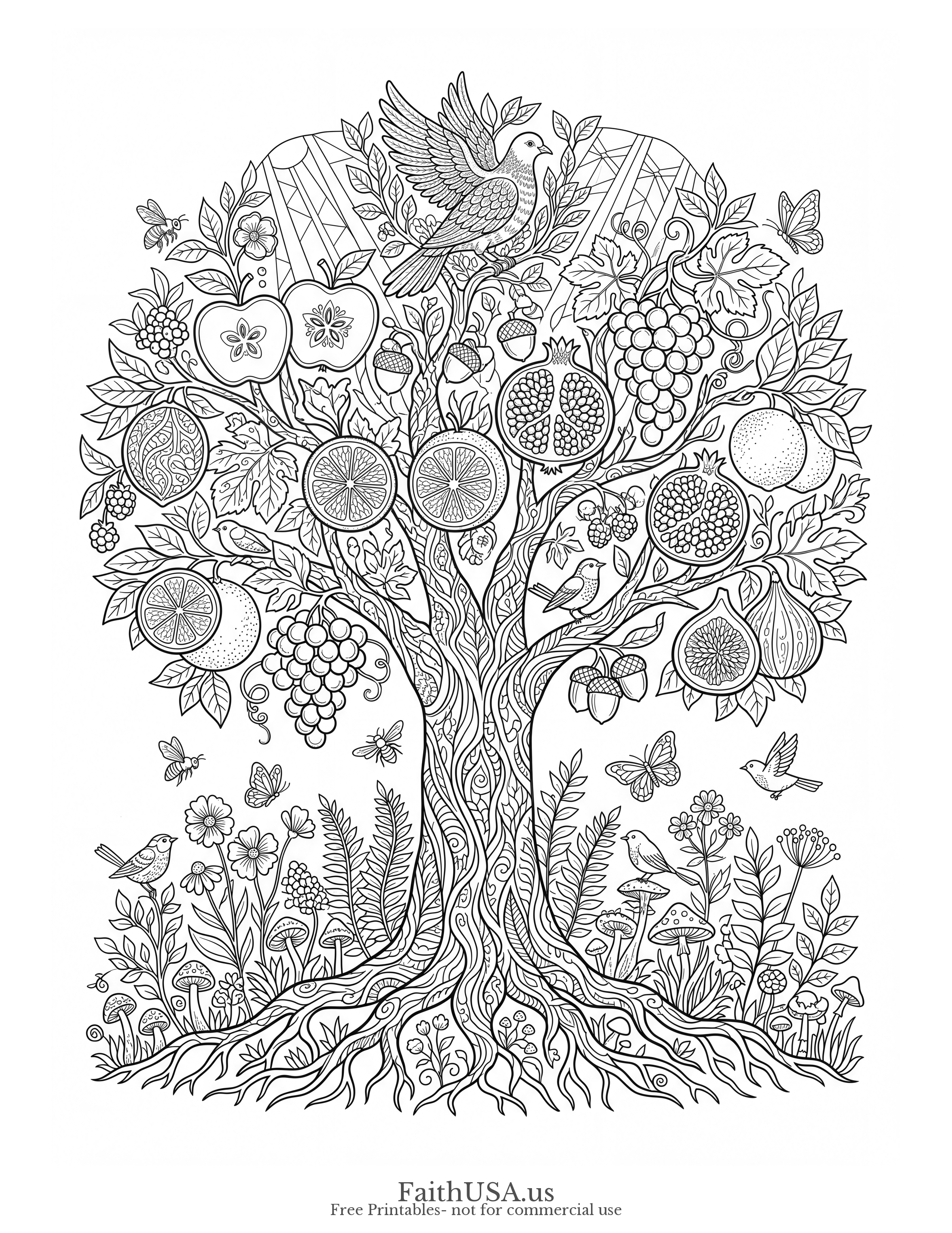 Galatians 5:22-23 (Detailed) - Free printable bible verse coloring page
