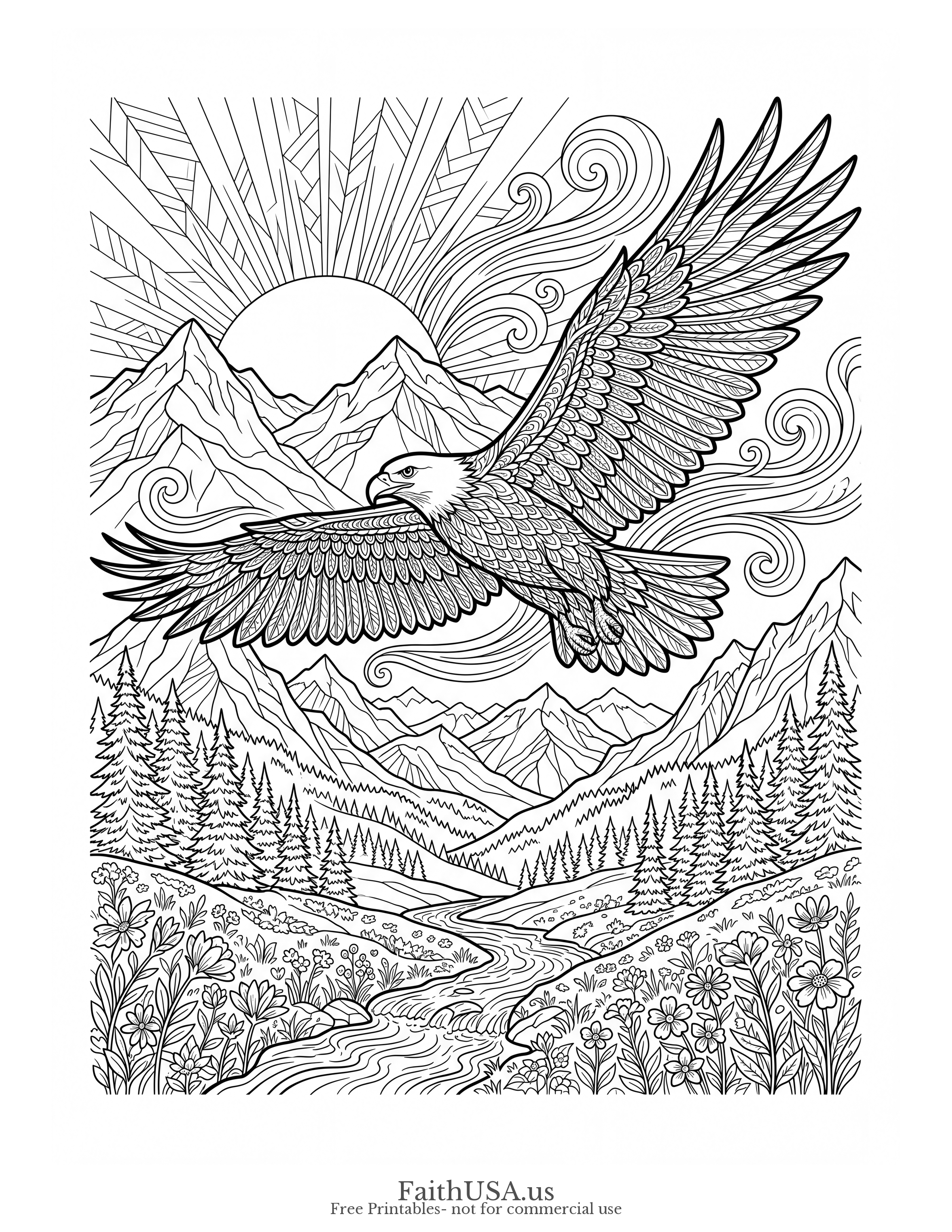 Isaiah 40:31 (Detailed) - Free printable bible verse coloring page