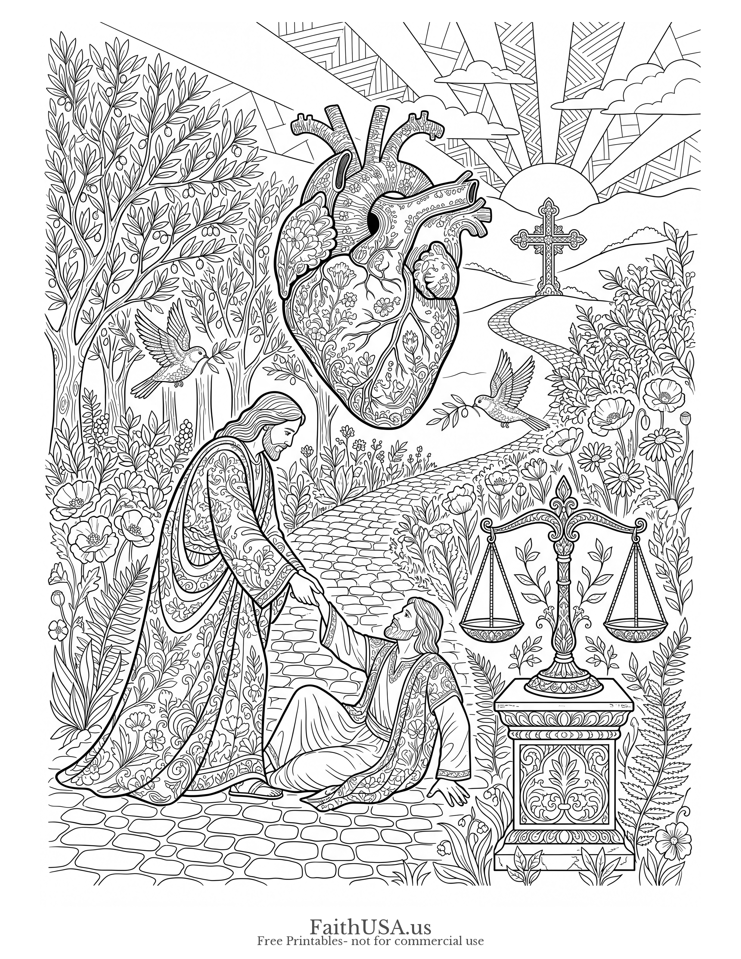 Micah 6:8 (Detailed) - Free printable bible verse coloring page