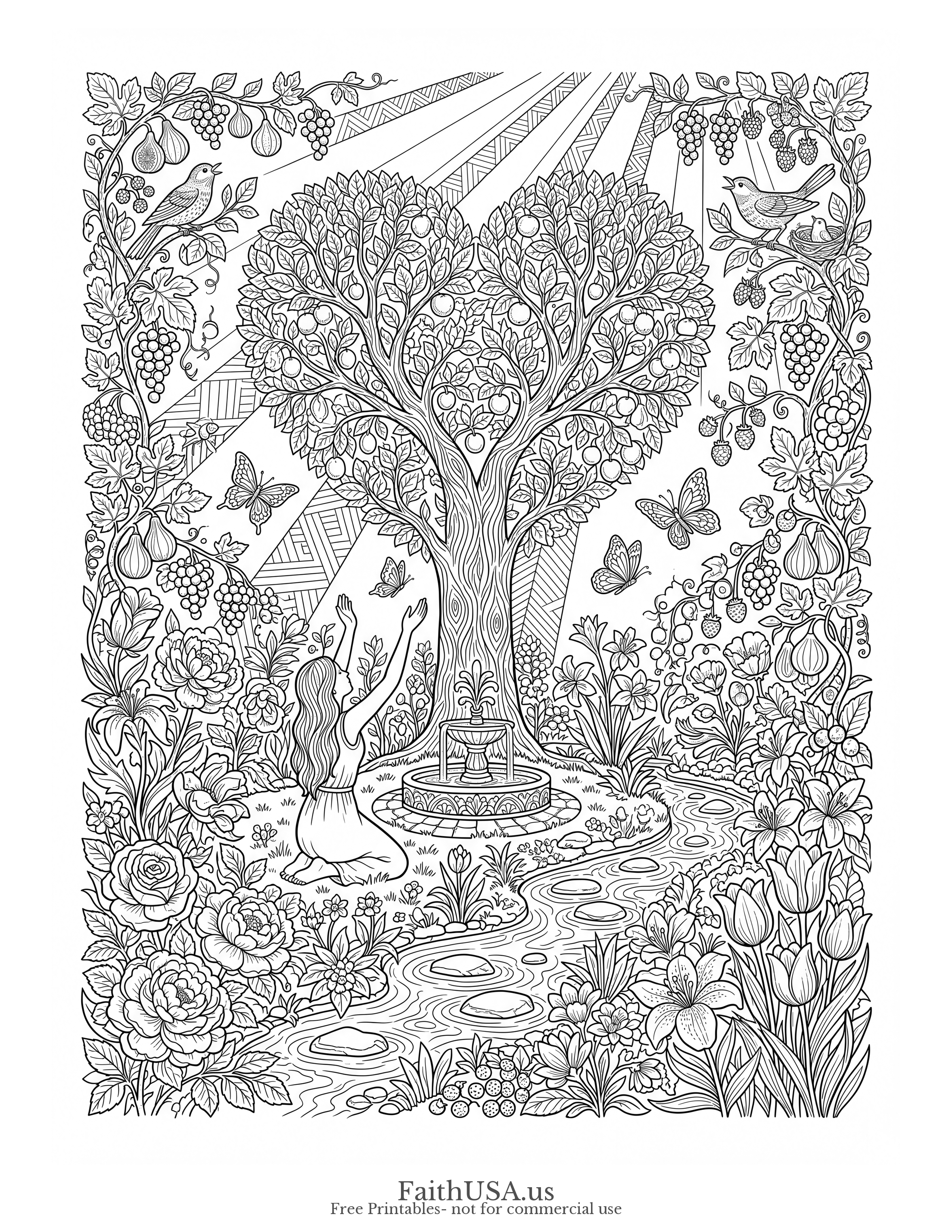 Psalm 37:4 (Detailed) - Free printable bible verse coloring page