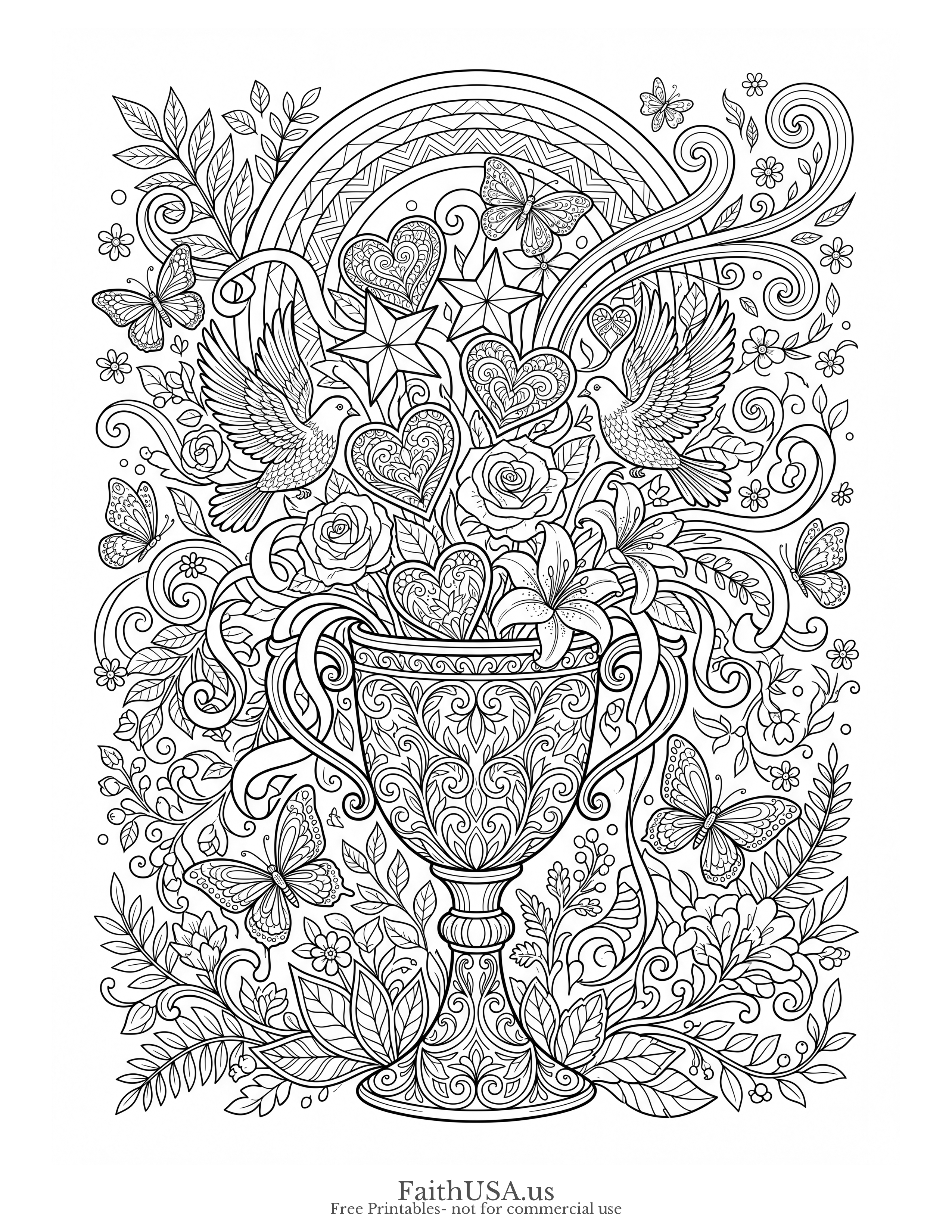 Romans 15:13 (Detailed) - Free printable bible verse coloring page