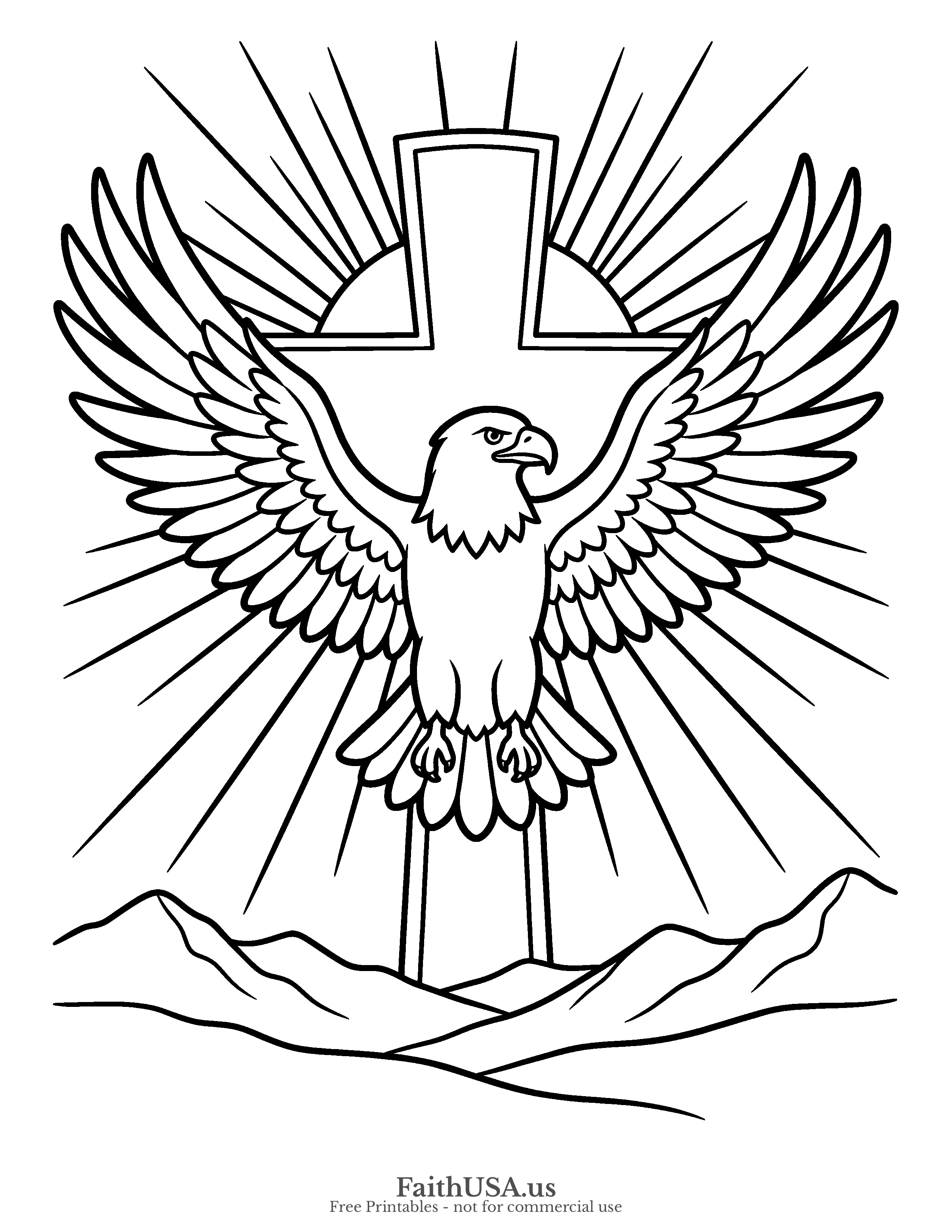 Free printable simple bald eagle mandala coloring page PDF for kids, animal studies, and patriotic activity packets