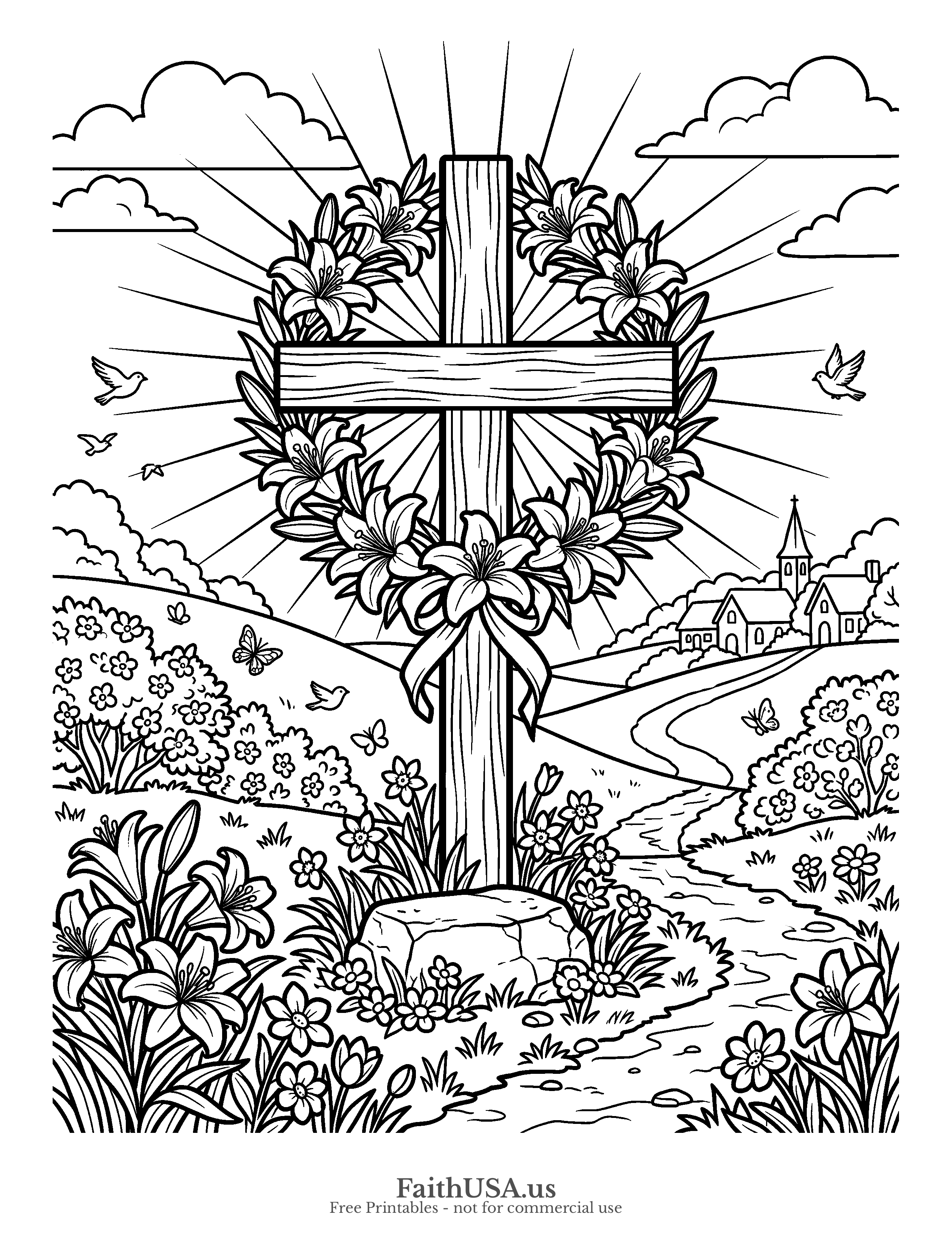 Easter coloring page featuring Easter Mandala in simple black-and-white line art
