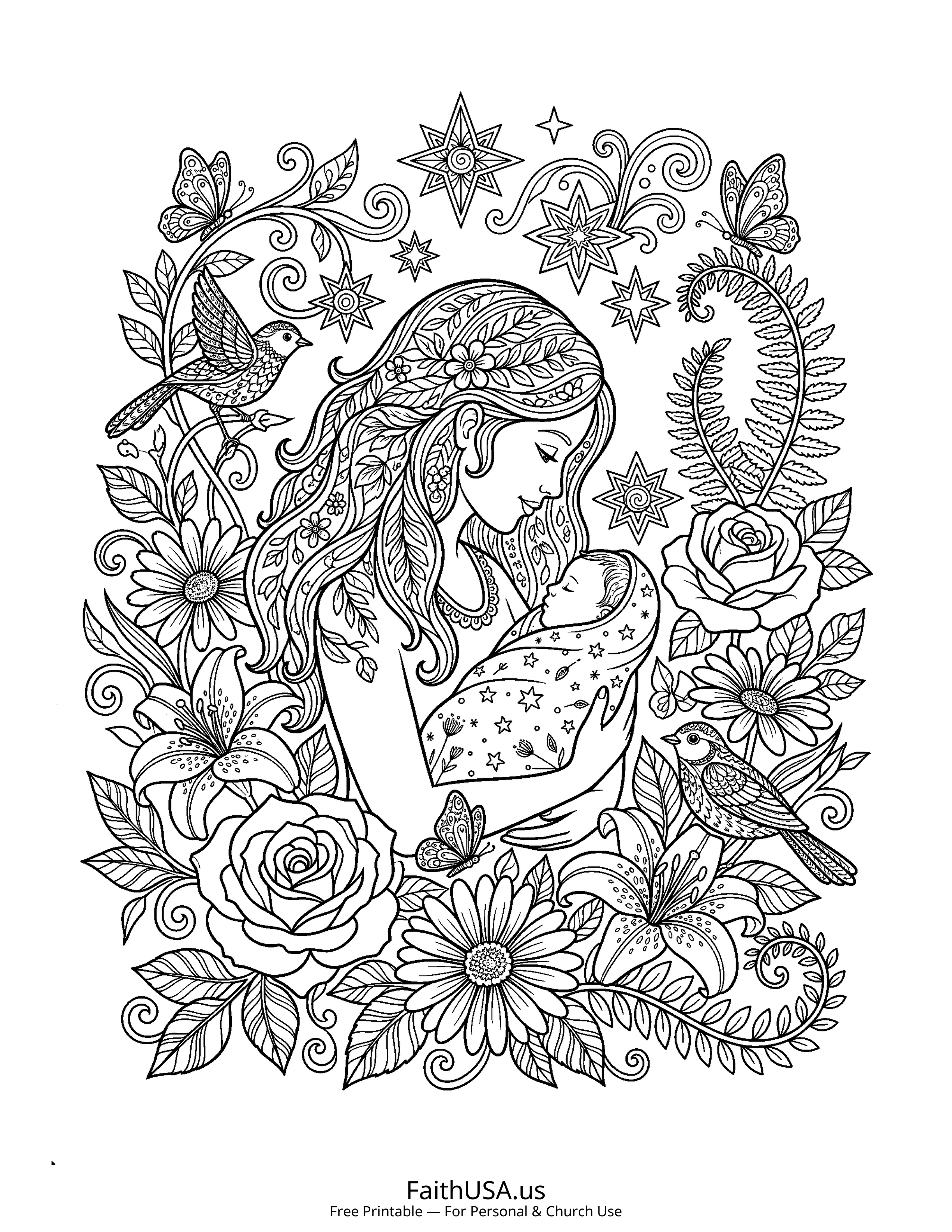 Psalm coloring page featuring Psalm 139: Fearfully and Wonderfully Made in detailed black-and-white line art