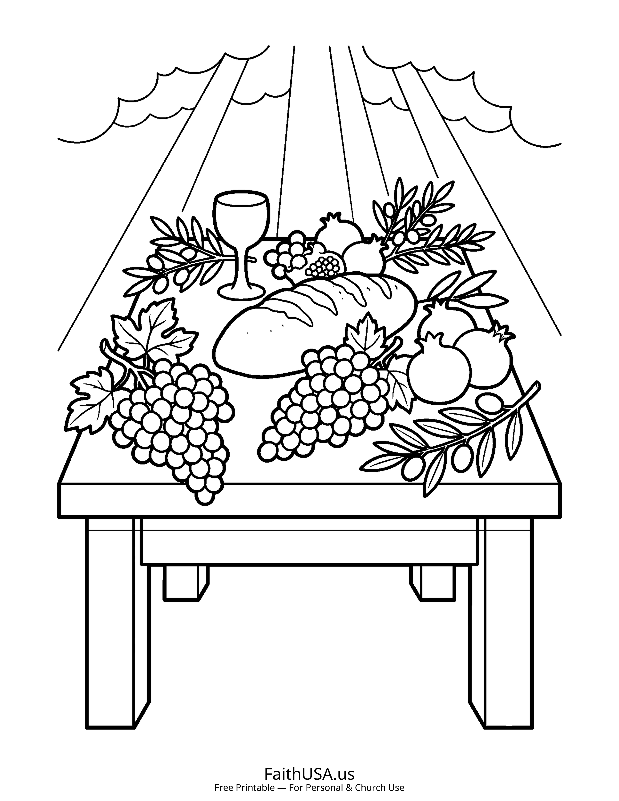 Psalm coloring page featuring Psalm 34: O Taste and See in simple black-and-white line art