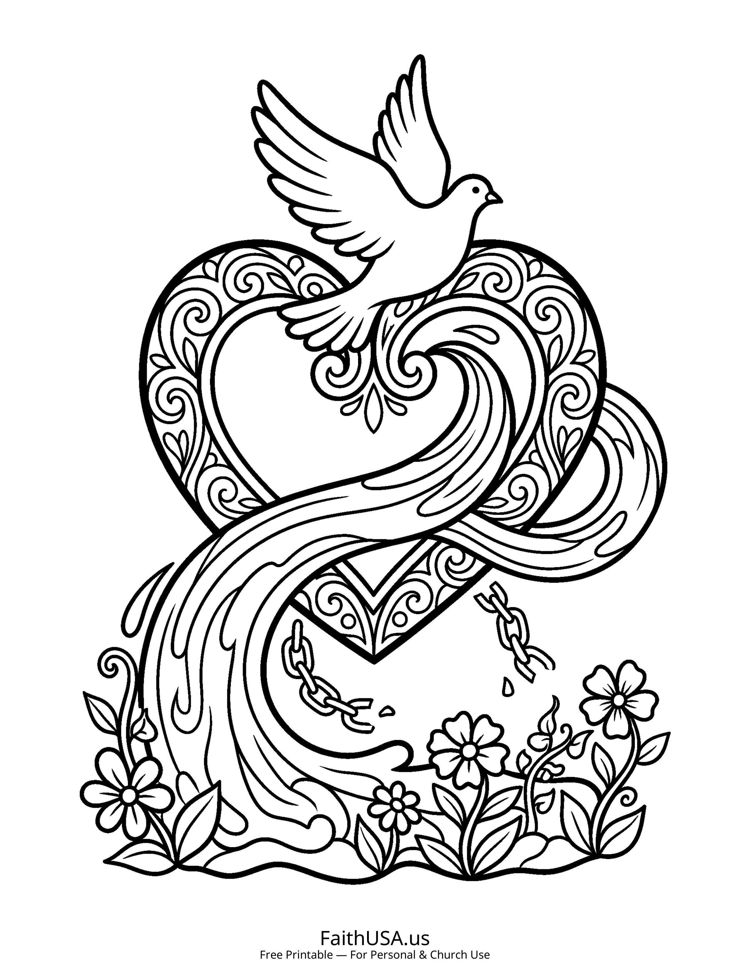 Psalm coloring page featuring Psalm 51: Create in Me a Clean Heart in simple black-and-white line art