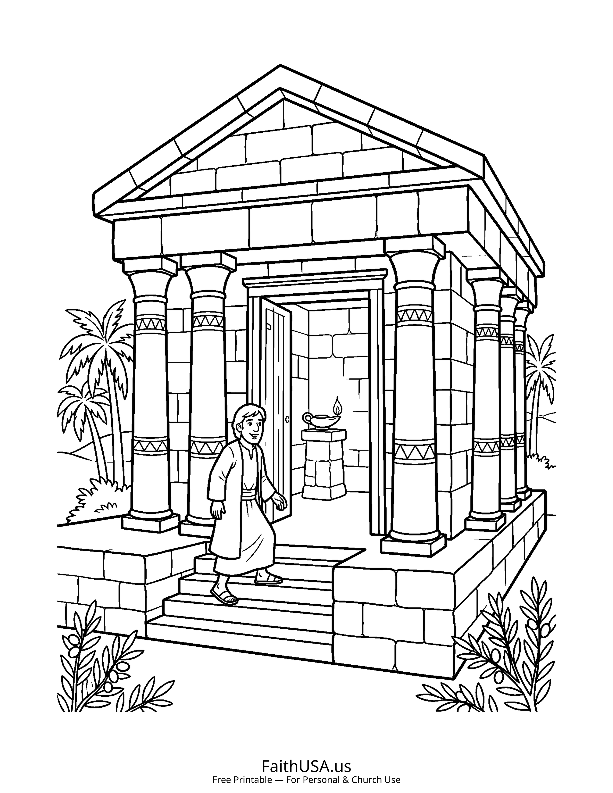 Psalm coloring page featuring Psalm 27: The Lord Is My Light in simple black-and-white line art