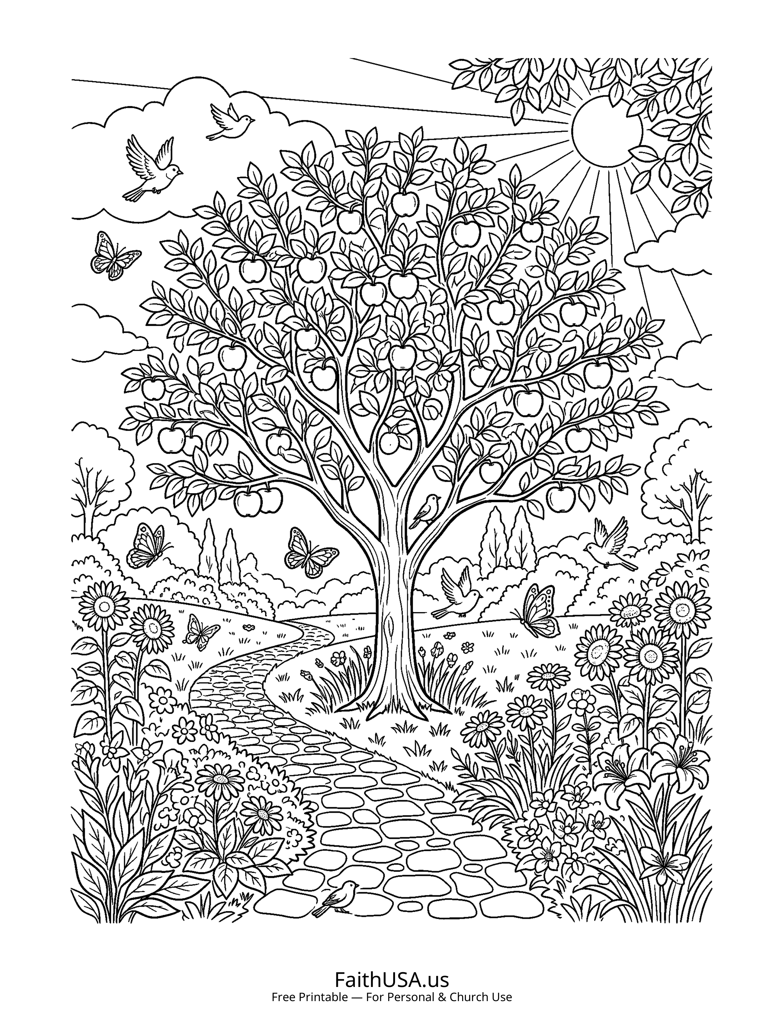 Psalm coloring page featuring Psalm 37: Delight Yourself in the Lord in simple black-and-white line art