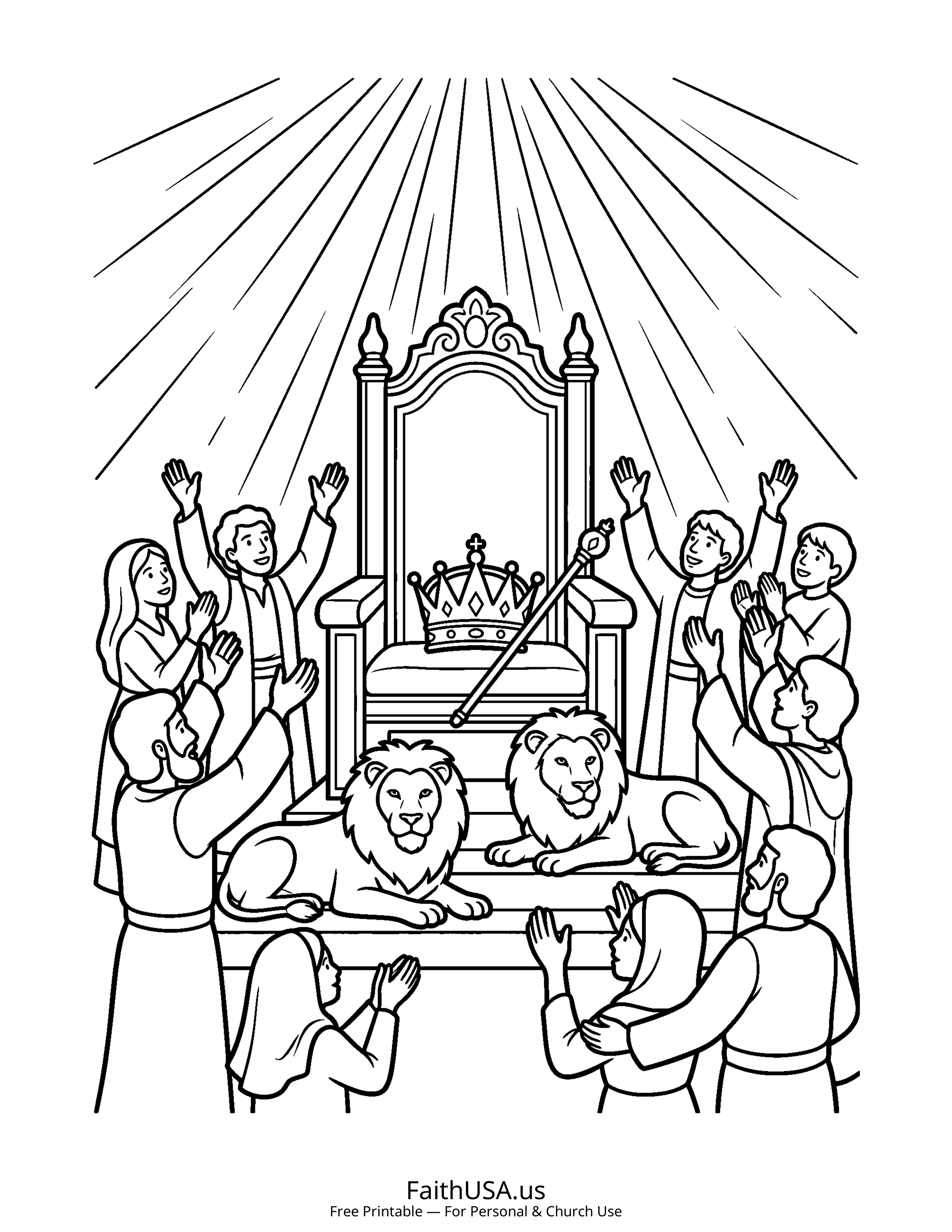 Psalm coloring page featuring Psalm 145: Great Is the Lord in simple black-and-white line art